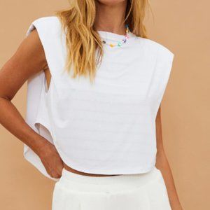 Beach Riot Dunes Muscle Crop Tee - White